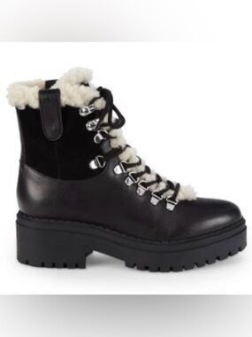 Marc Fisher LTD Shearling Lace-Up Booties
